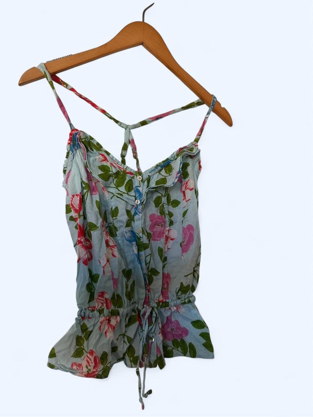 Hollister Light Blue Floral Spaghetti-Strap Camisole